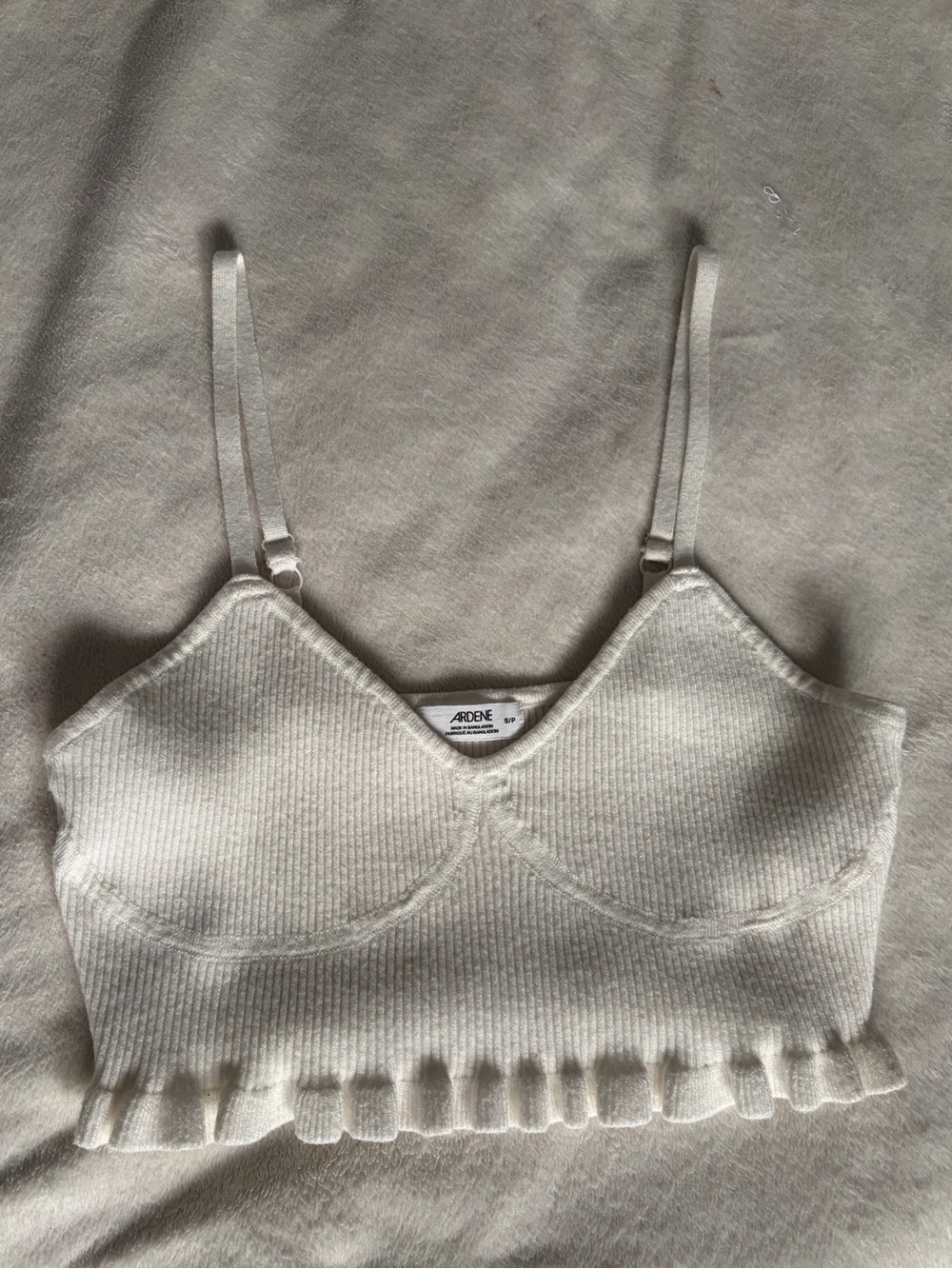 Ardene Ribbed Ruffle Hem Cropped Cami